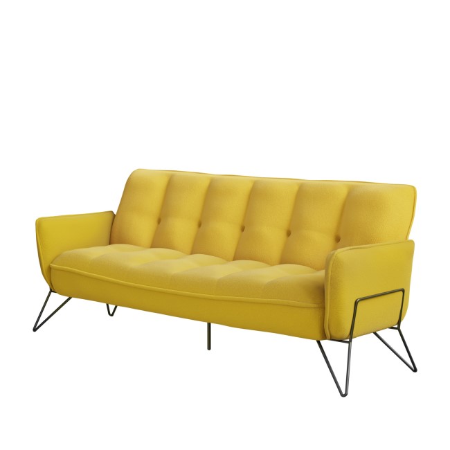 Mustard Fabric Click Clack Sofa Bed - Seats 3 - Hattie