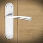 Internal Silver Satin Chrome Bathroom Lever Door Handle with Lock, Latch and Hinges Pack - 75mm Latch - Havel - XL Joinery