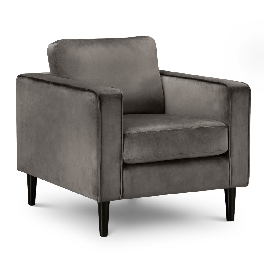 Julian Bowen Hayward Grey Velvet Armchair