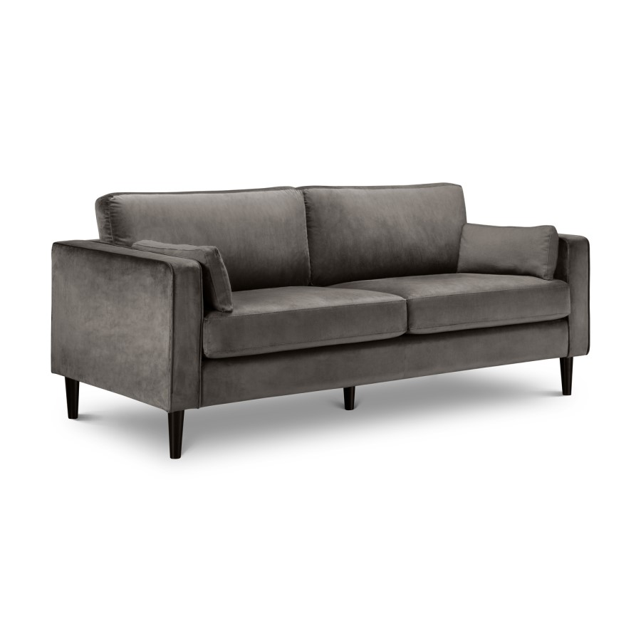 GRADE A1 - Julian Bowen Hayward Grey Velvet 3 Seater Sofa