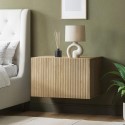 HAZ002 Wide Oak Floating Bedside Table with Storage - Hazel