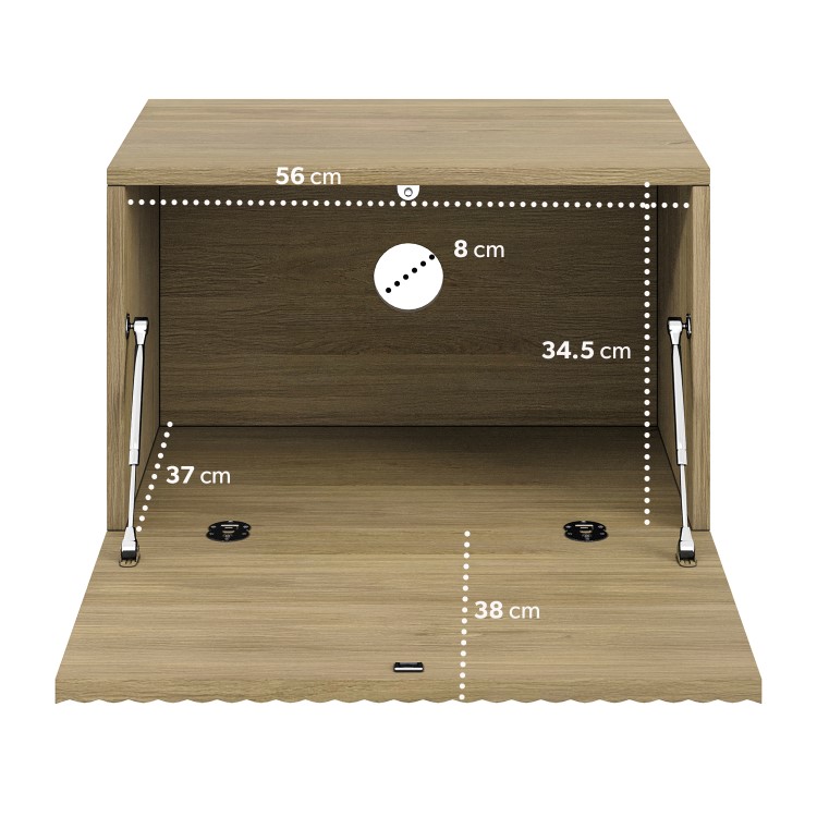 Wide Oak Floating Bedside Table with Storage - Hazel