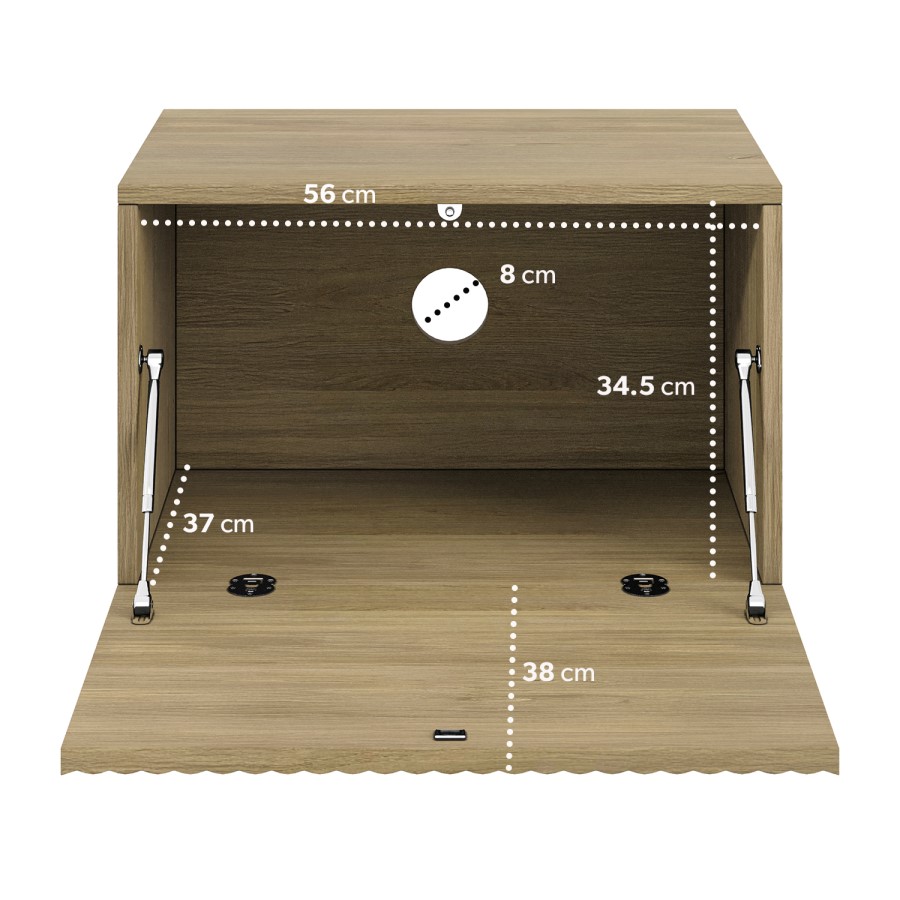 ONLY OPENED - Wide Oak Floating Bedside Table with Storage - Hazel