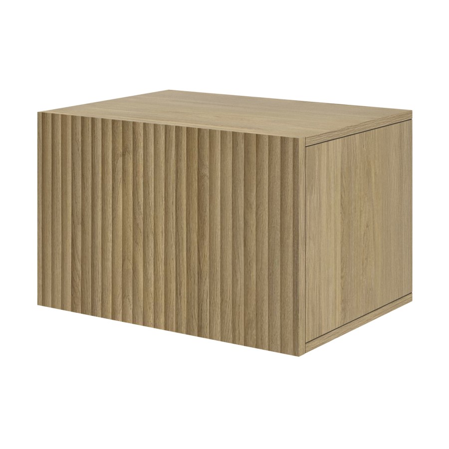 ONLY OPENED - Wide Oak Floating Bedside Table with Storage - Hazel