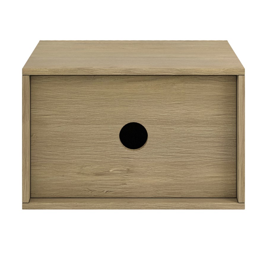 ONLY OPENED - Wide Oak Floating Bedside Table with Storage - Hazel