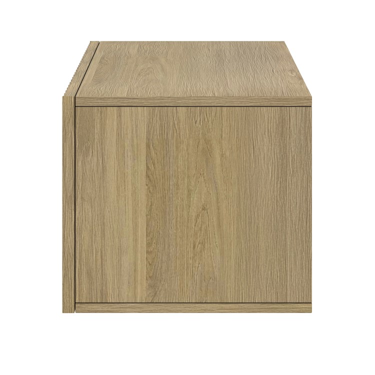 Wide Oak Floating Bedside Table with Storage - Hazel