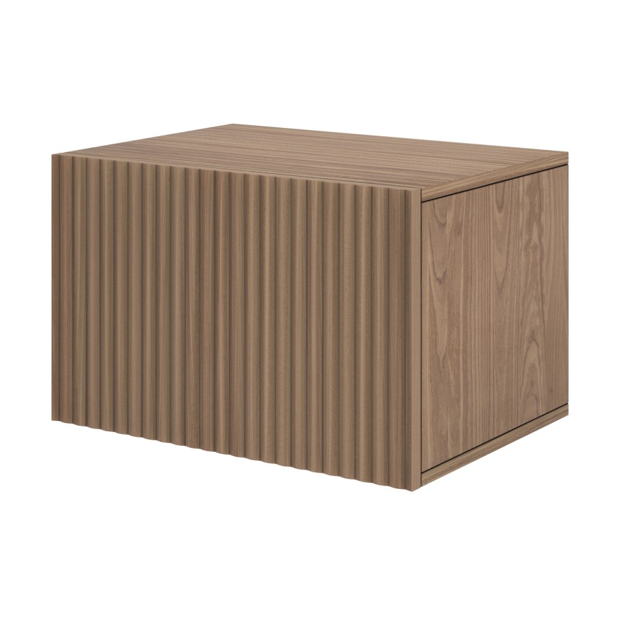 Wide Walnut Floating Bedside Table with Storage - Hazel