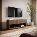 HAZ005 Small Walnut Ribbed TV Stand with Storage - TV's up to 55" - Hazel