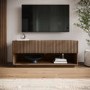 Small Walnut Ribbed TV Stand with Storage - TV's up to 55" - Hazel