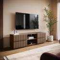 HAZ007 Large Walnut Ribbed TV Stand with Storage - TV's up to 70" - Hazel