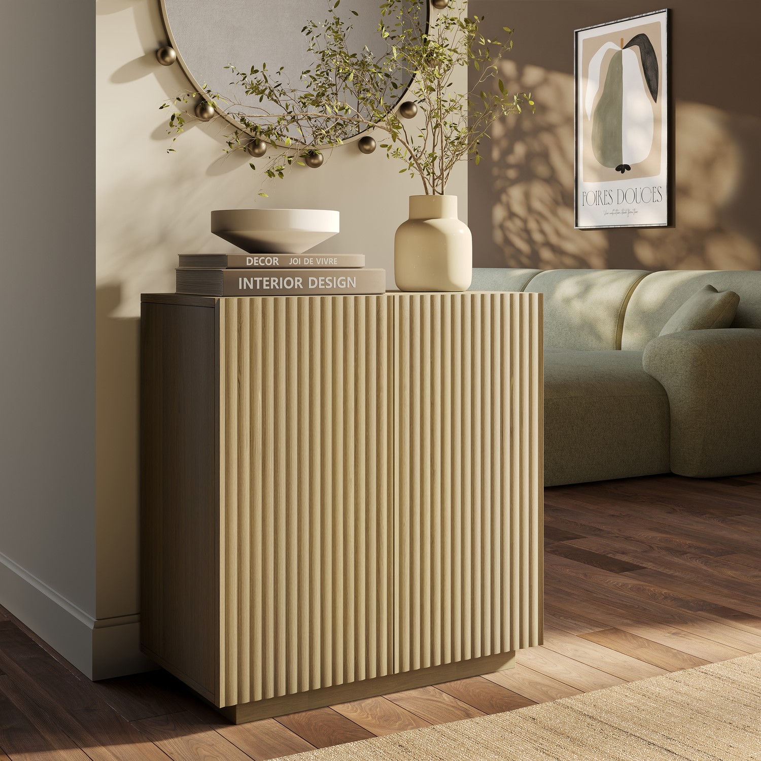 Small Oak Fluted Sideboard