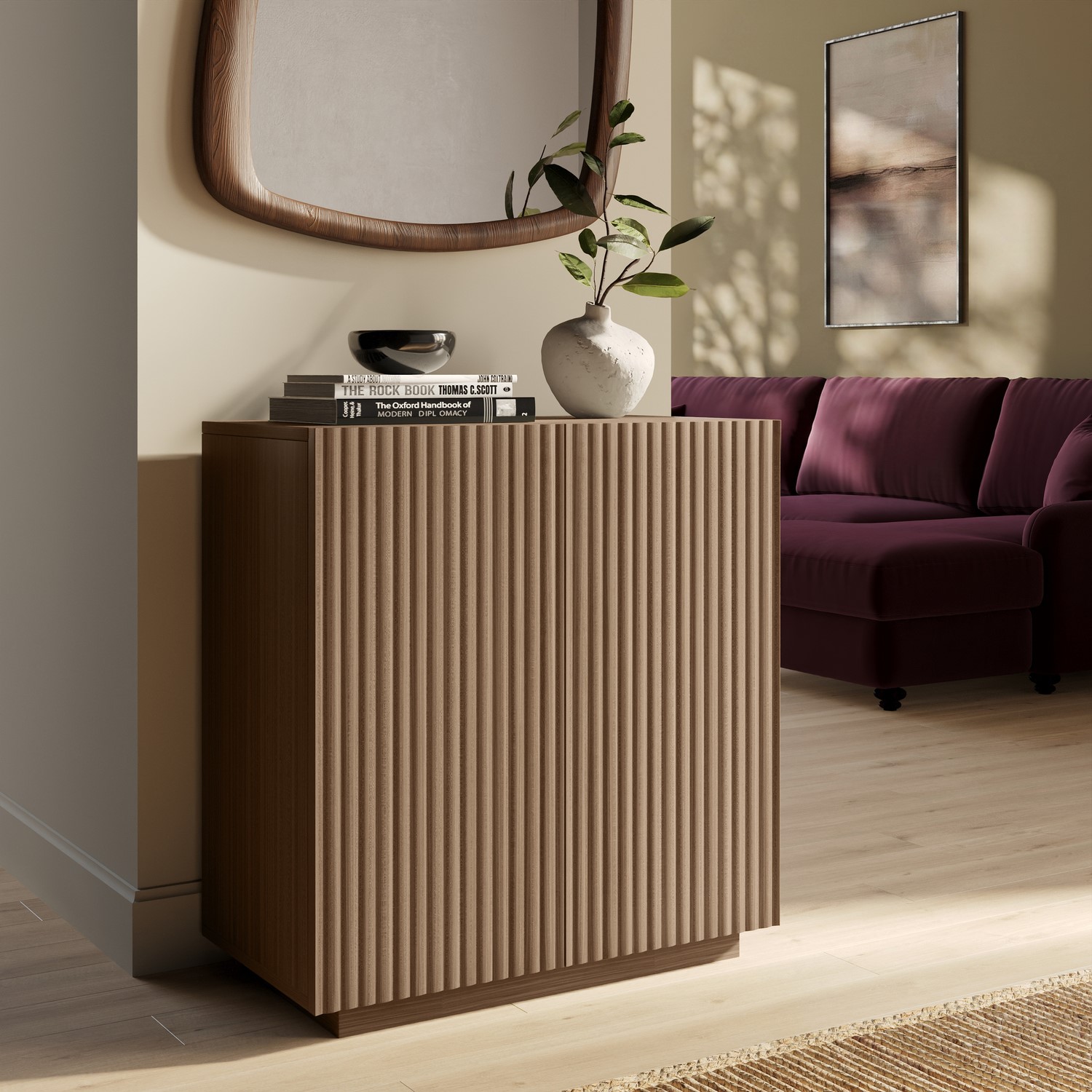 Small Walnut Fluted Sideboard