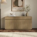 HAZ011 Large Oak Fluted Sideboard with Cupboards and Drawers - Hazel