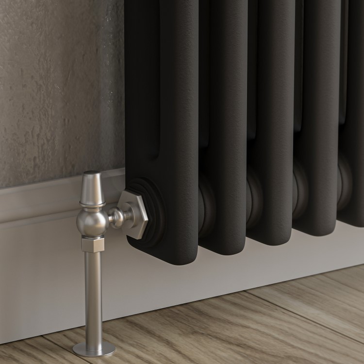 Reggio Midnight Black Horizontal Double Column Traditional Radiator 300x605mm 1062 BTU - Cast Iron Style