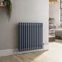 Reggio Anthracite Horizontal Double Column Traditional Radiator 600x605mm 2045 BTU - Cast Iron Style