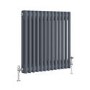 Reggio Anthracite Horizontal Double Column Traditional Radiator 600x605mm 2045 BTU - Cast Iron Style