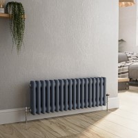 Reggio Anthracite Horizontal Double Column Traditional Radiator 300x830mm 1470 BTU - Cast Iron Style