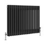 Reggio Midnight Black Horizontal Double Column Traditional Radiator 600x830mm 2832 BTU - Cast Iron Style