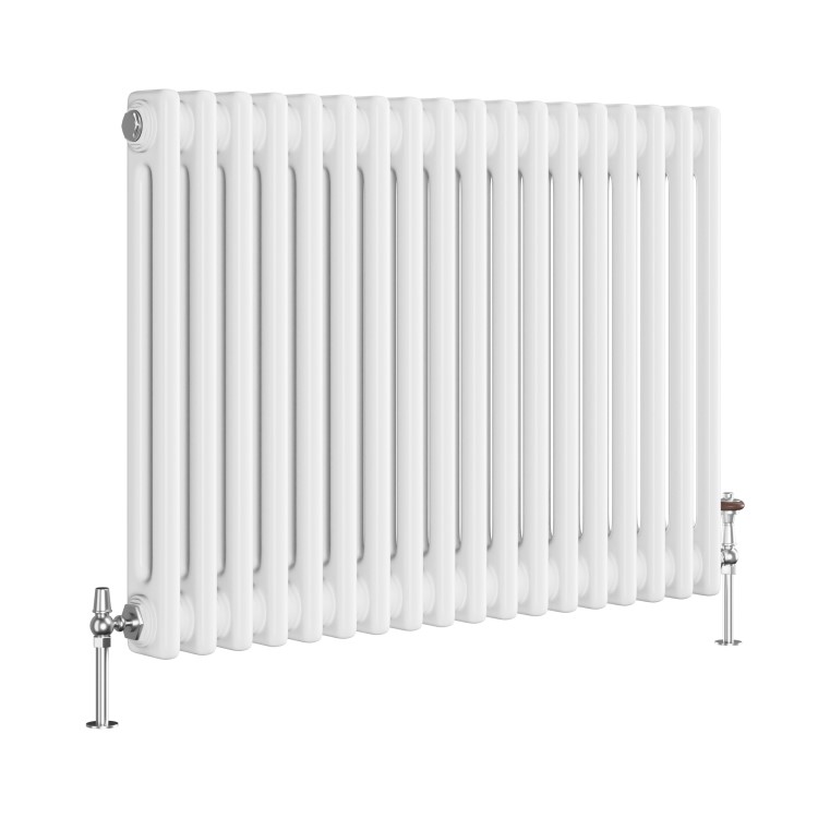 Reggio White Horizontal Double Column Traditional Radiator 600x830mm 2832 BTU - Cast Iron Style