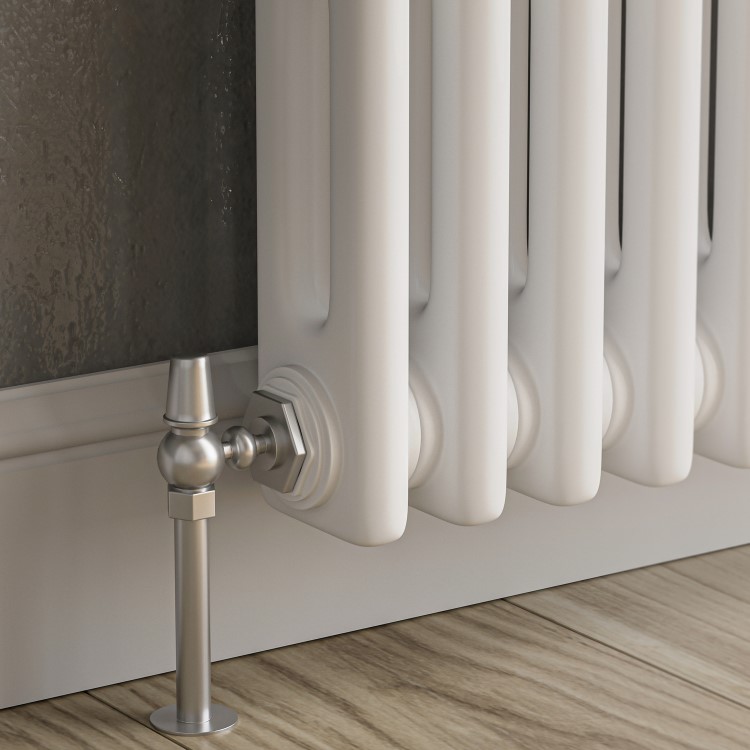 Reggio White Horizontal Double Column Traditional Radiator 300x1010mm 1797 BTU - Cast Iron Style