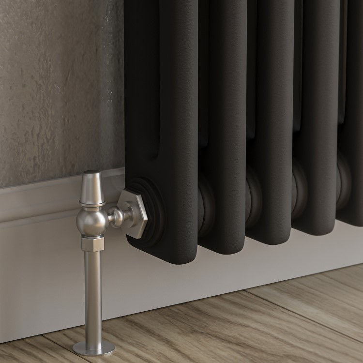 Reggio Midnight Black Horizontal Double Column Traditional Radiator 600x1010mm 3462 BTU - Cast Iron Style