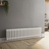 Reggio White Horizontal Double Column Traditional Radiator 300x1190mm 2124 BTU - Cast Iron Style