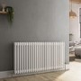 Reggio White Horizontal Double Column Traditional Radiator 600x1190mm 4091 BTU - Cast Iron Style