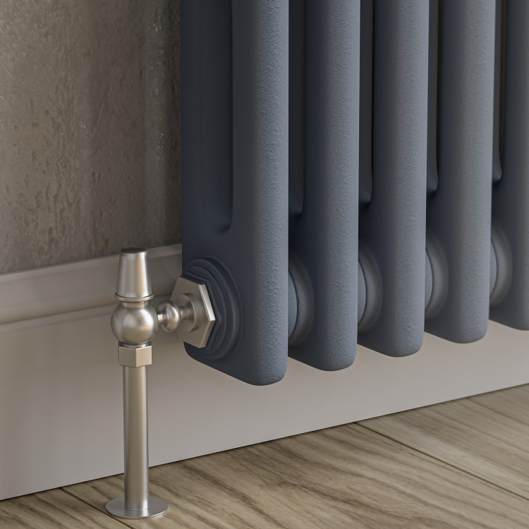 Reggio Anthracite Horizontal Double Column Traditional Radiator 300x1460mm 2614 BTU - Cast Iron Style