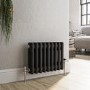 Reggio Midnight Black Horizontal Double Column Traditional Radiator 300x425mm 735 BTU - Cast Iron Style