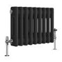 Reggio Midnight Black Horizontal Double Column Traditional Radiator 300x425mm 735 BTU - Cast Iron Style