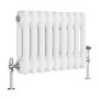 Reggio White Horizontal Double Column Traditional Radiator 300x425mm 735 BTU - Cast Iron Style