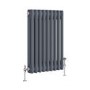 Reggio Anthracite Horizontal Double Column Traditional Radiator 600x425mm 1416 BTU - Cast Iron Style