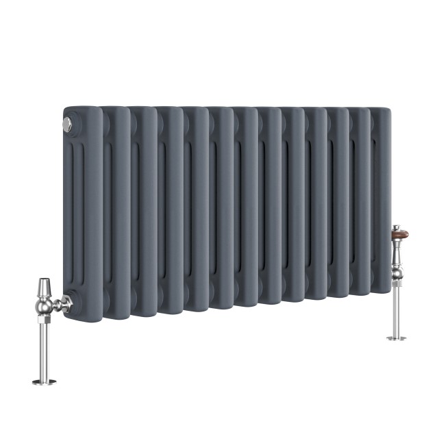 Reggio Anthracite Horizontal Triple Column Traditional Radiator 300x605mm 1341 BTU - Cast Iron Style