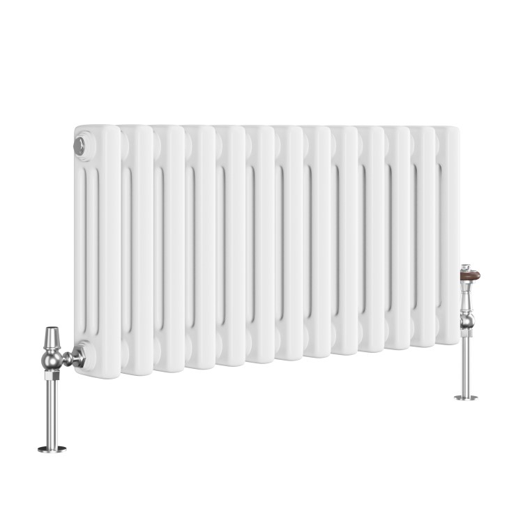 Reggio White Horizontal Triple Column Traditional Radiator 300x605mm 1341 BTU - Cast Iron Style