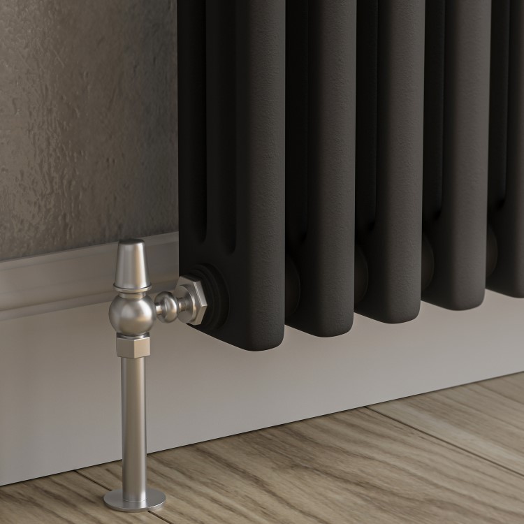 Reggio Midnight Black Horizontal Triple Column Traditional Radiator 300x830mm 1857 BTU - Cast Iron Style