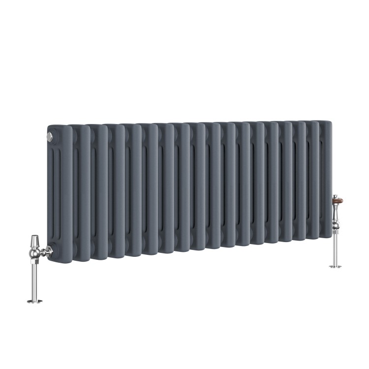 Reggio Anthracite Horizontal Triple Column Traditional Radiator 300x830mm 1857 BTU - Cast Iron Style