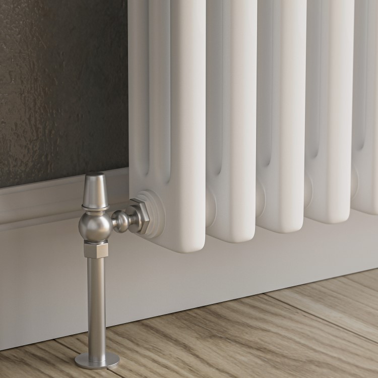 Reggio White Horizontal Triple Column Traditional Radiator 300x1010mm 2269 BTU - Cast Iron Style