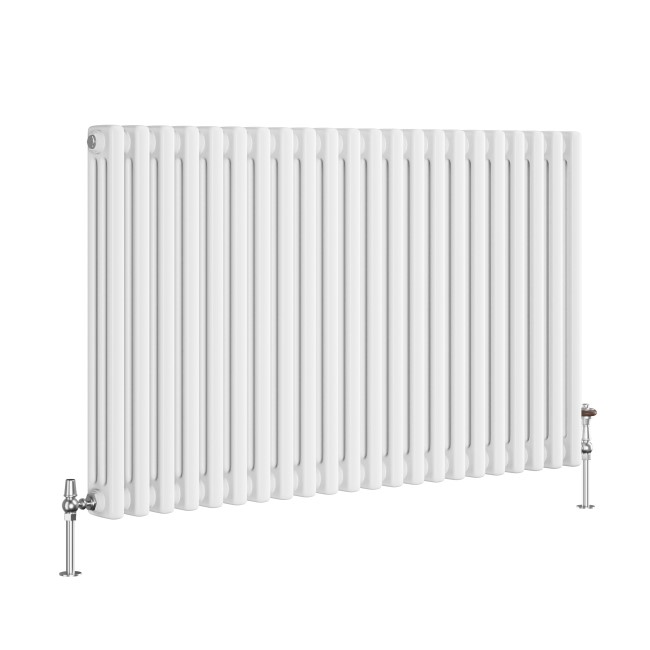 Reggio White Horizontal Triple Column Traditional Radiator 600x1010mm 4377 BTU - Cast Iron Style