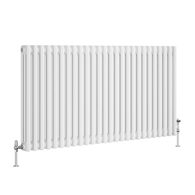 Reggio White Horizontal Triple Column Traditional Radiator 600x1190mm 5173 BTU - Cast Iron Style