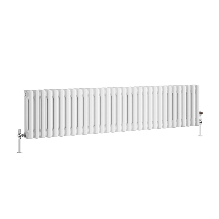 Reggio White Horizontal Triple Column Traditional Radiator 300x1460mm 3301 BTU - Cast Iron Style