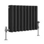 Reggio Midnight Black Horizontal Triple Column Traditional Radiator 300x425mm 928 BTU - Cast Iron Style