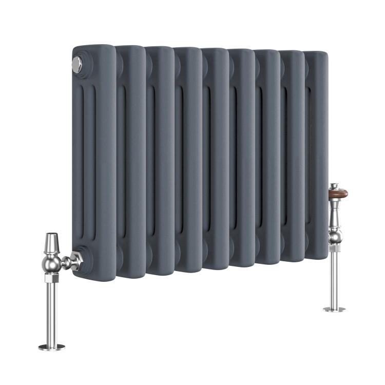 Reggio Anthracite Horizontal Triple Column Traditional Radiator 300x425mm 928 BTU - Cast Iron Style