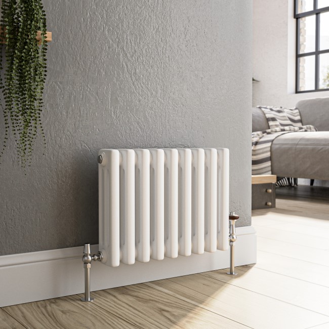 Reggio White Horizontal Triple Column Traditional Radiator 300x425mm 928 BTU - Cast Iron Style