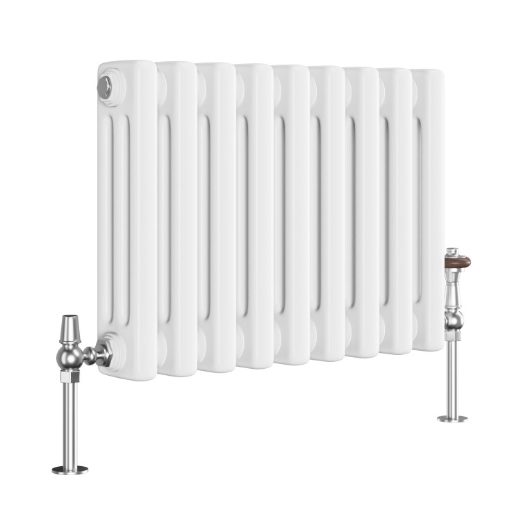 Reggio White Horizontal Triple Column Traditional Radiator 300x425mm 928 BTU - Cast Iron Style