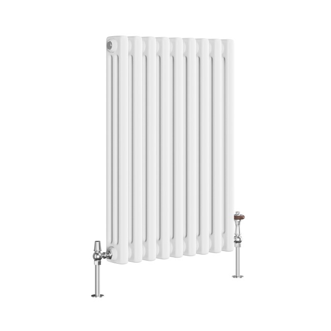 Reggio White Horizontal Triple Column Traditional Radiator 600x425mm 1790 BTU - Cast Iron Style