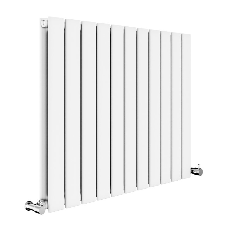 Riace White Horizontal Flat Designer Radiator 600x748mm Double Panel 2827 BTU