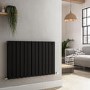 Riace Midnight Black Horizontal Flat Designer Radiator 600x884mm Double Panel 3342 BTU