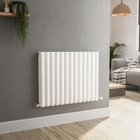 Sorrento White Horizontal Oval Designer Radiator 600x767mm Double Panel ...