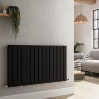 Riace Midnight Black Horizontal Flat Designer Radiator 600x1020mm Double Panel 3856 BTU Riace Midnight Black Horizontal Flat Designer Radiator 600x1020mm Double Panel 3856 BTU