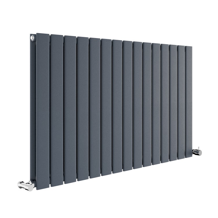 Riace Anthracite Horizontal Flat Designer Radiator 600x1020mm Double Panel 3856 BTU